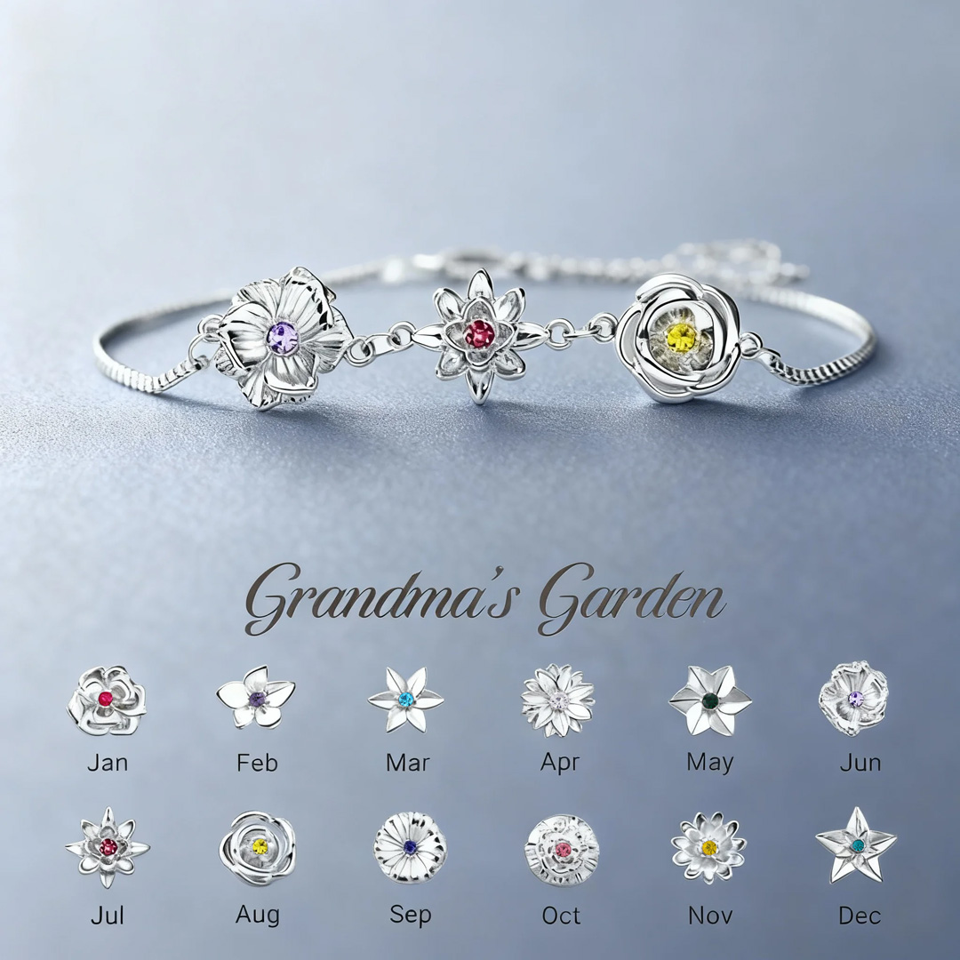 1-8 Three-Dimensional Birth Flowers Bracelet/Necklace Gift For Mom