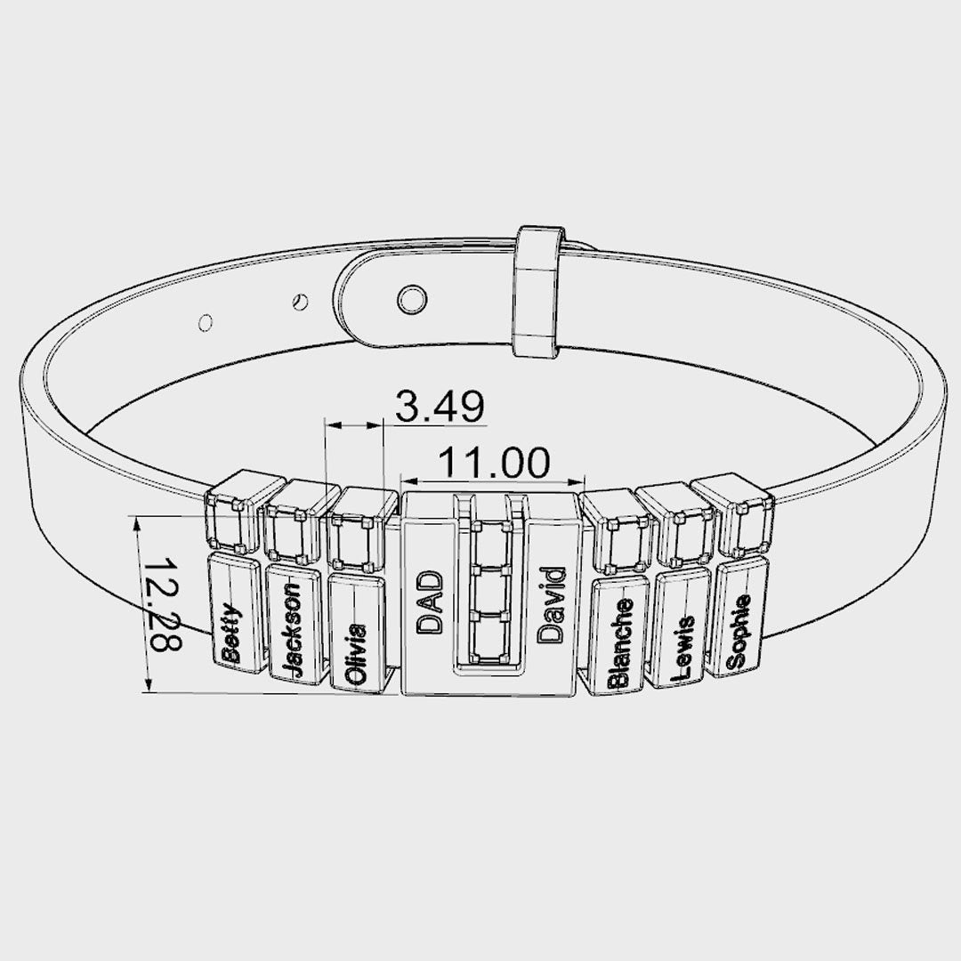 Father's Day Gift Men Learther Bracelet With Diamond Name Beads