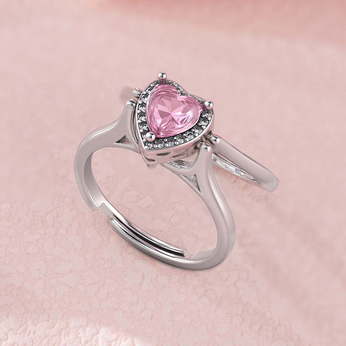 Halo Heart Cut Personalized Gemstone Reversible Ring