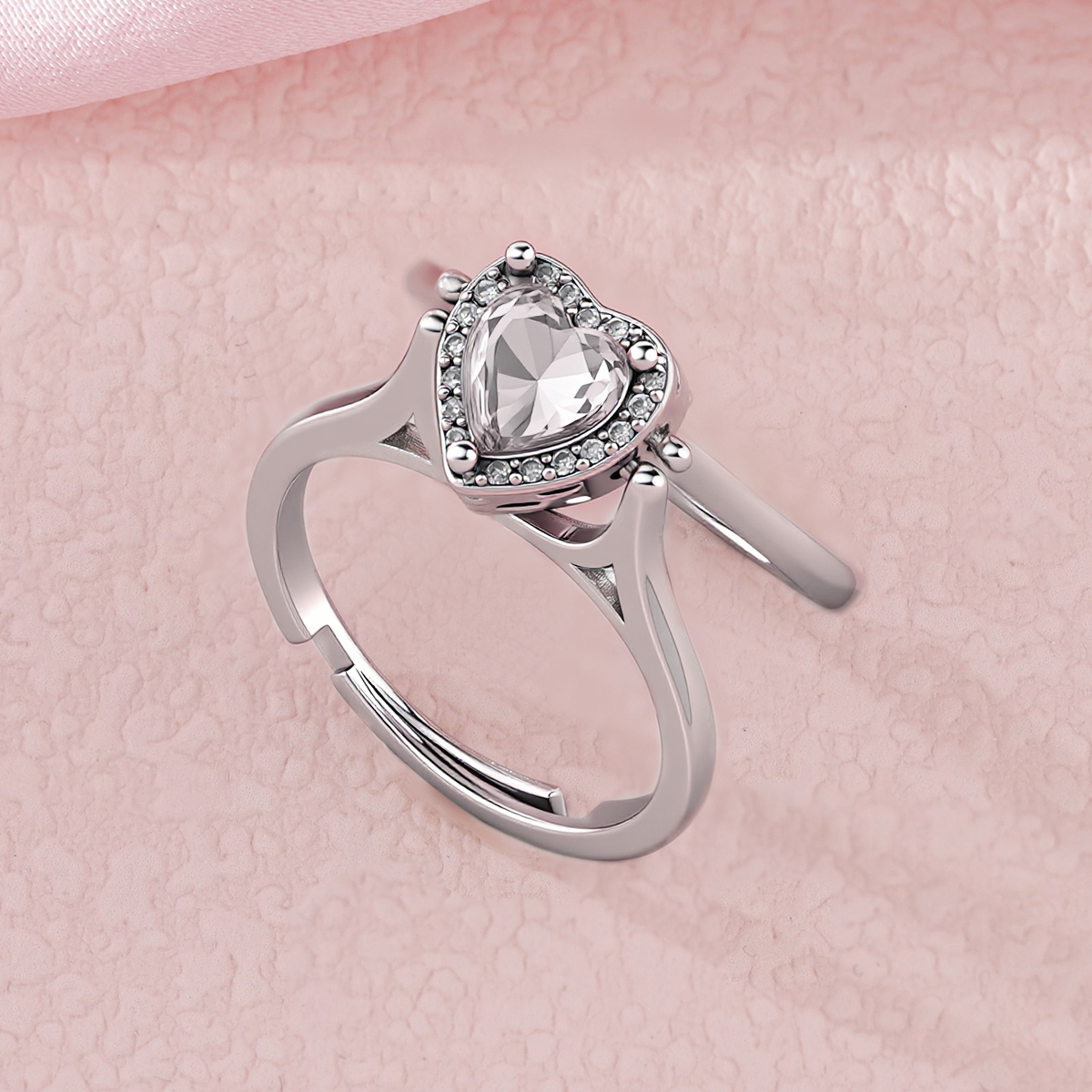 Halo Heart Cut Personalized Gemstone Reversible Ring