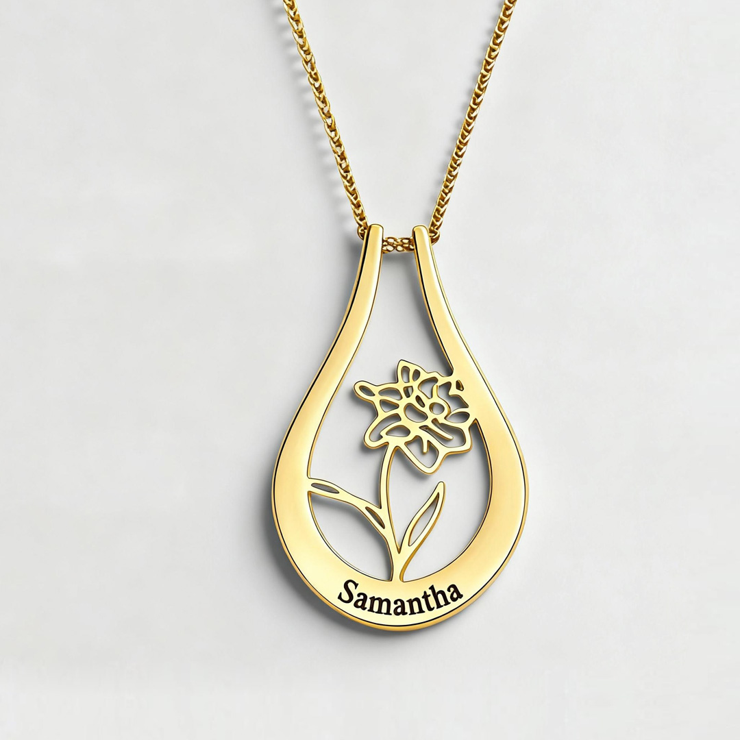 Mom's Personalized Gift Family's Birth Flower Necklace