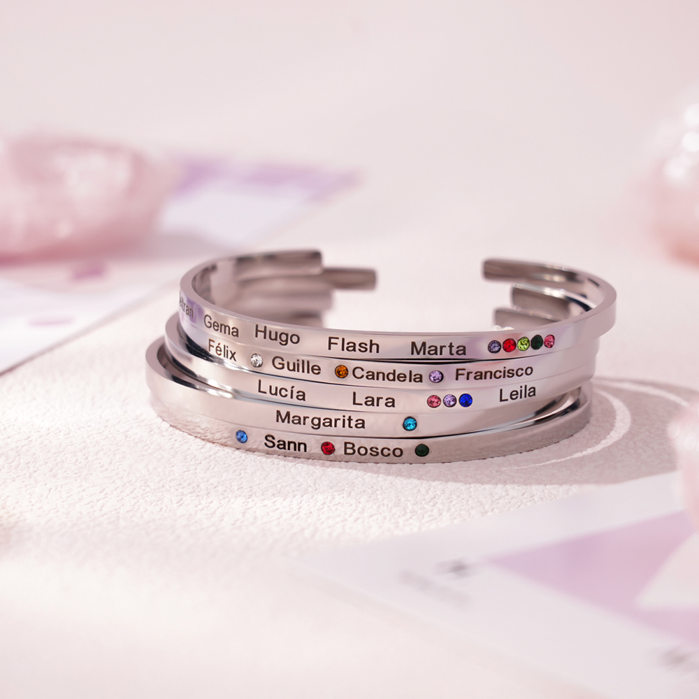 Birthstone Engraved Bracelet