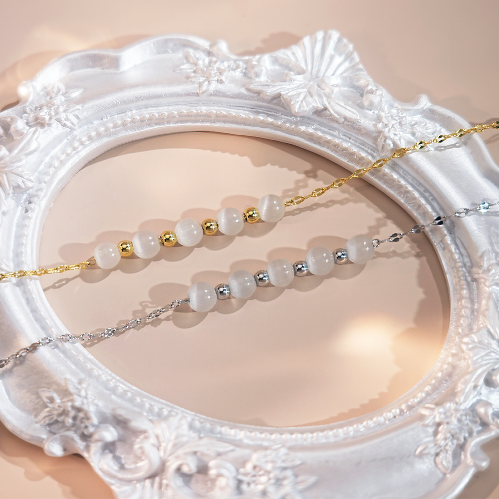 White Crystal Bead Necklace