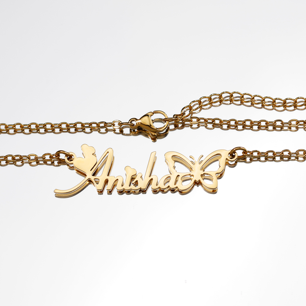 Christmas Gift For Daughter Custom Hollow Butterfly Name Necklace
