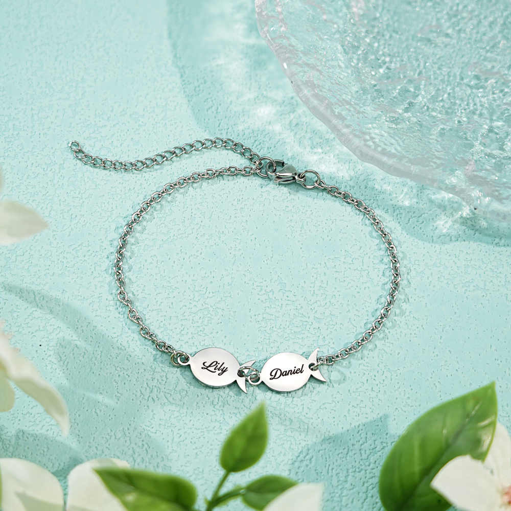 Custom Name Fish Charm Bracelet