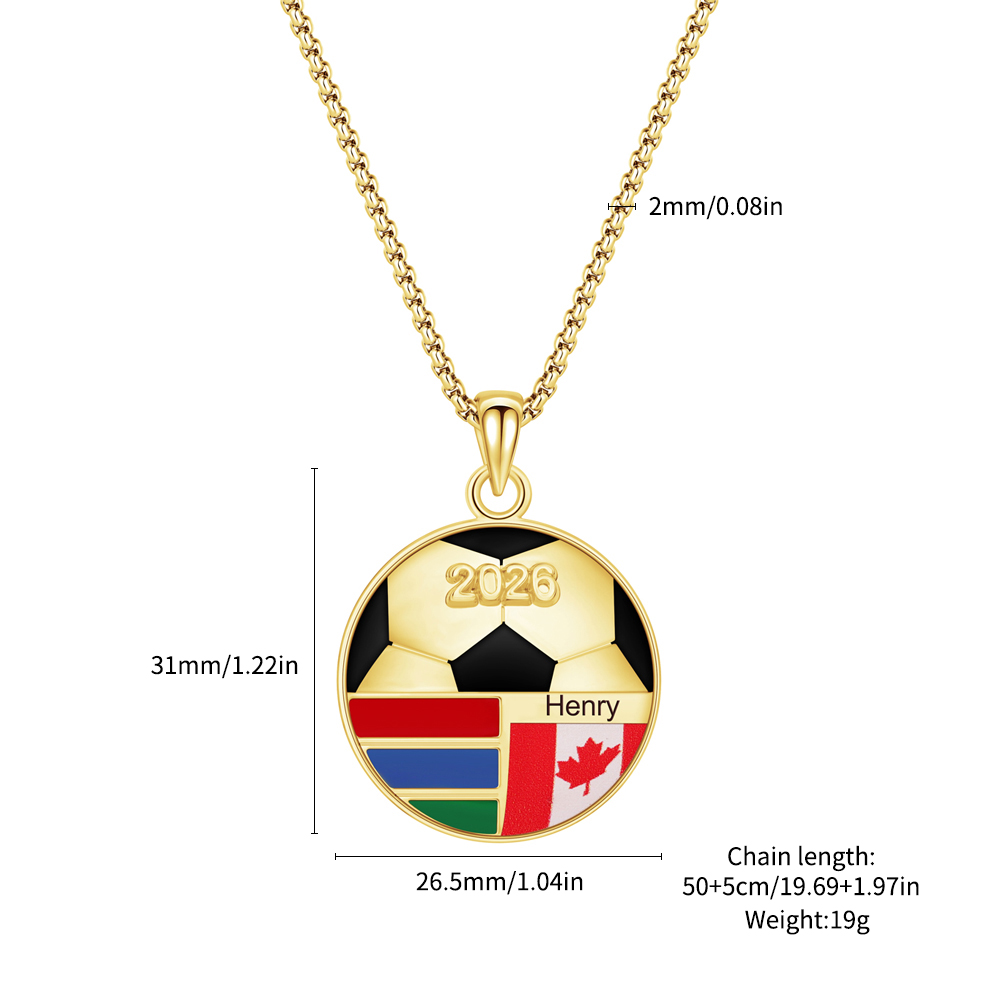 Football fan gift 🎁 Personalized football necklace/keychain/brooch to celebrate the World Cup co-hosted by the US, Canada, and Mexico.