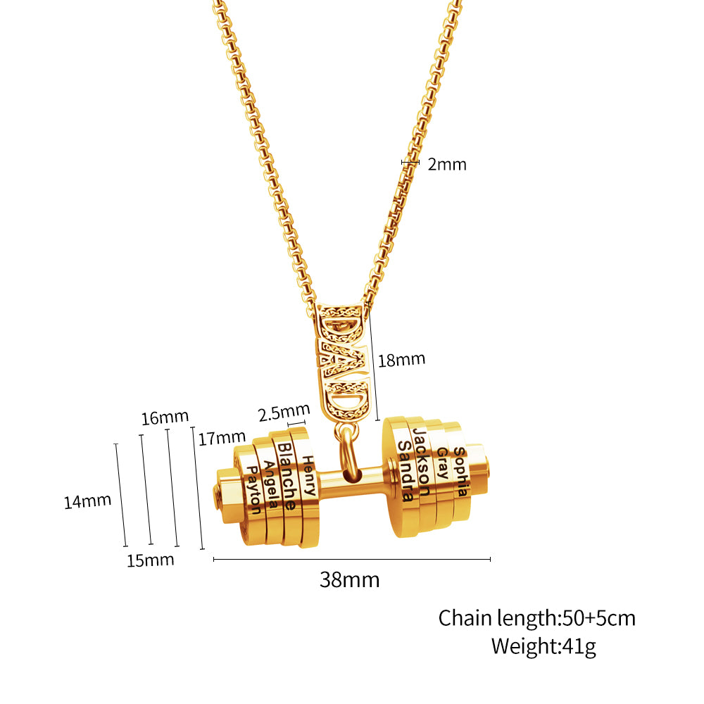 Father's Day🎁 Personalized DAD Dumbbell Charm Necklace
