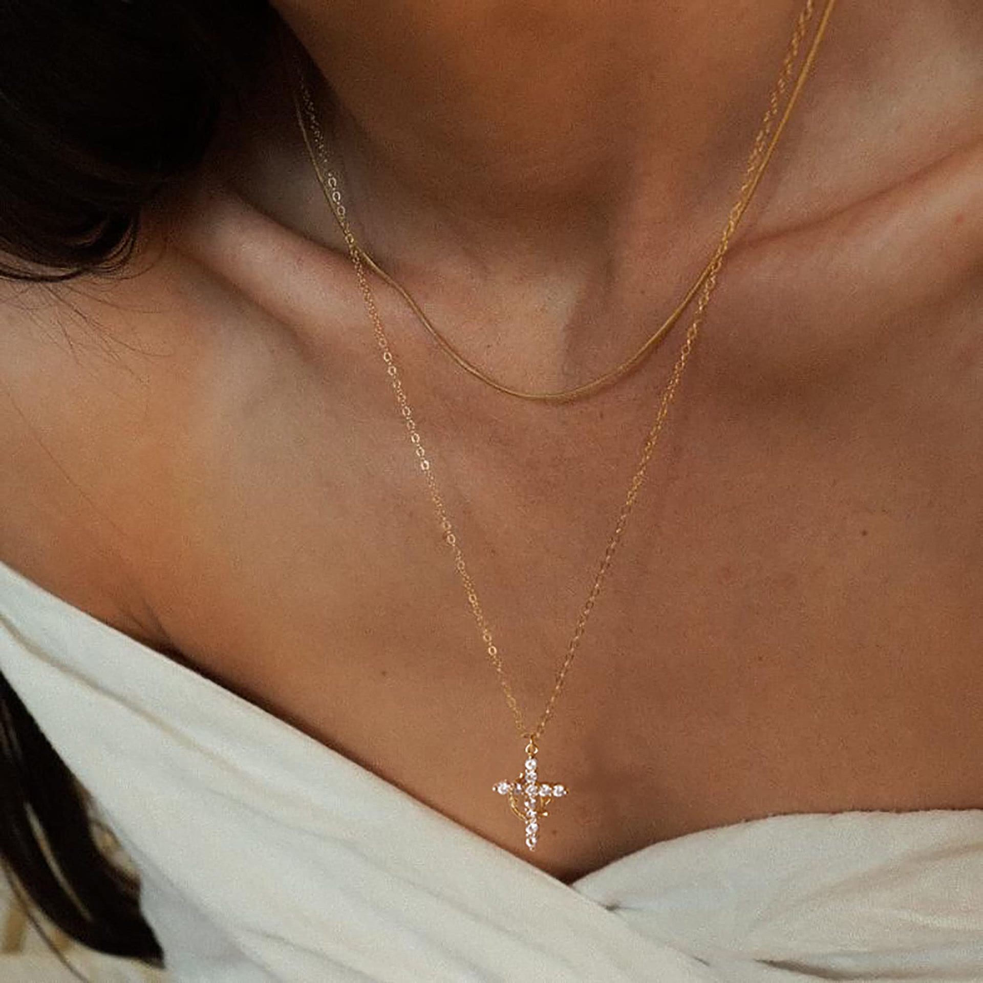 Modern Crowned in Faith Cross Necklace, Earrings