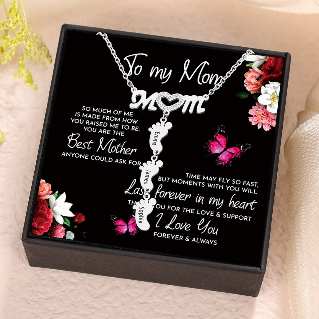 Mother's Day necklace with a baby footprint pendant, mom's necklace