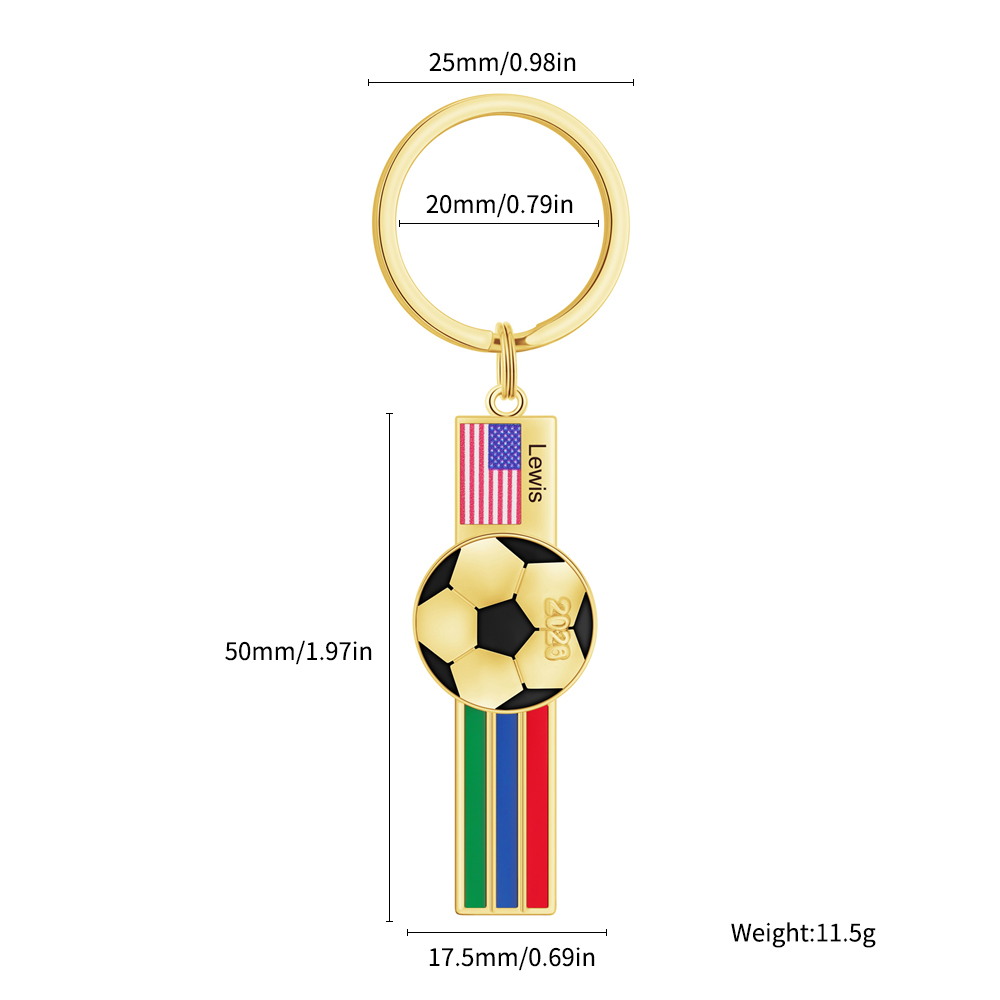 Football fan gift 🎁 Personalized football necklace/keychain/brooch to celebrate the World Cup co-hosted by the US, Canada, and Mexico.