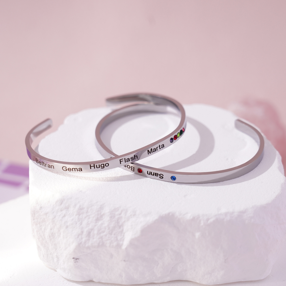 Birthstone Engraved Bracelet