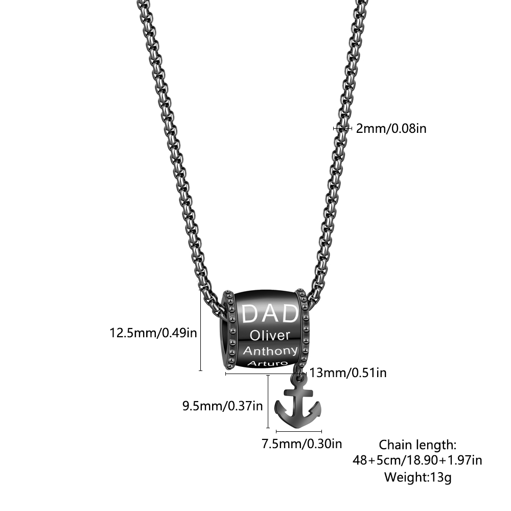 Personalized Family Name Cylinder Bead Necklace 