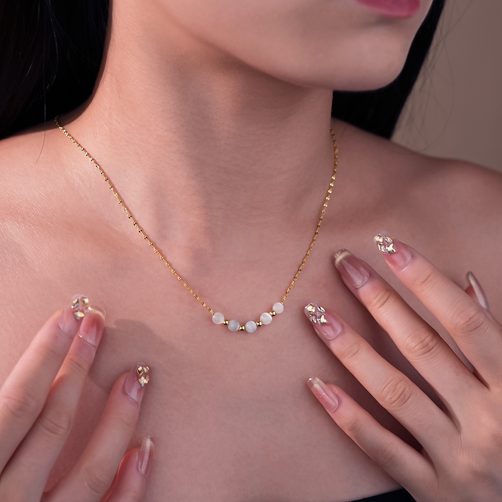 White Crystal Bead Necklace