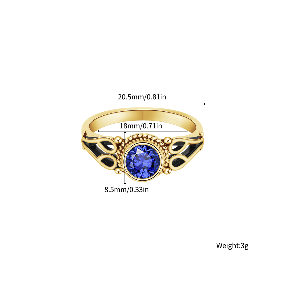 Round Birthstone Corroded Ring