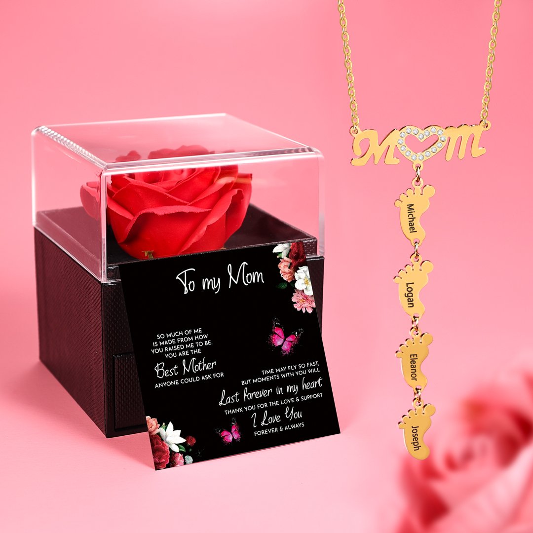 Mother's Day necklace with a baby footprint pendant, mom's necklace