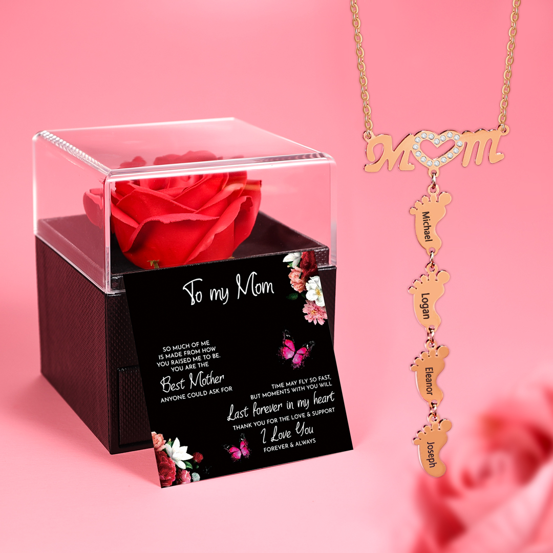 Mother's Day necklace with a baby footprint pendant, mom's necklace