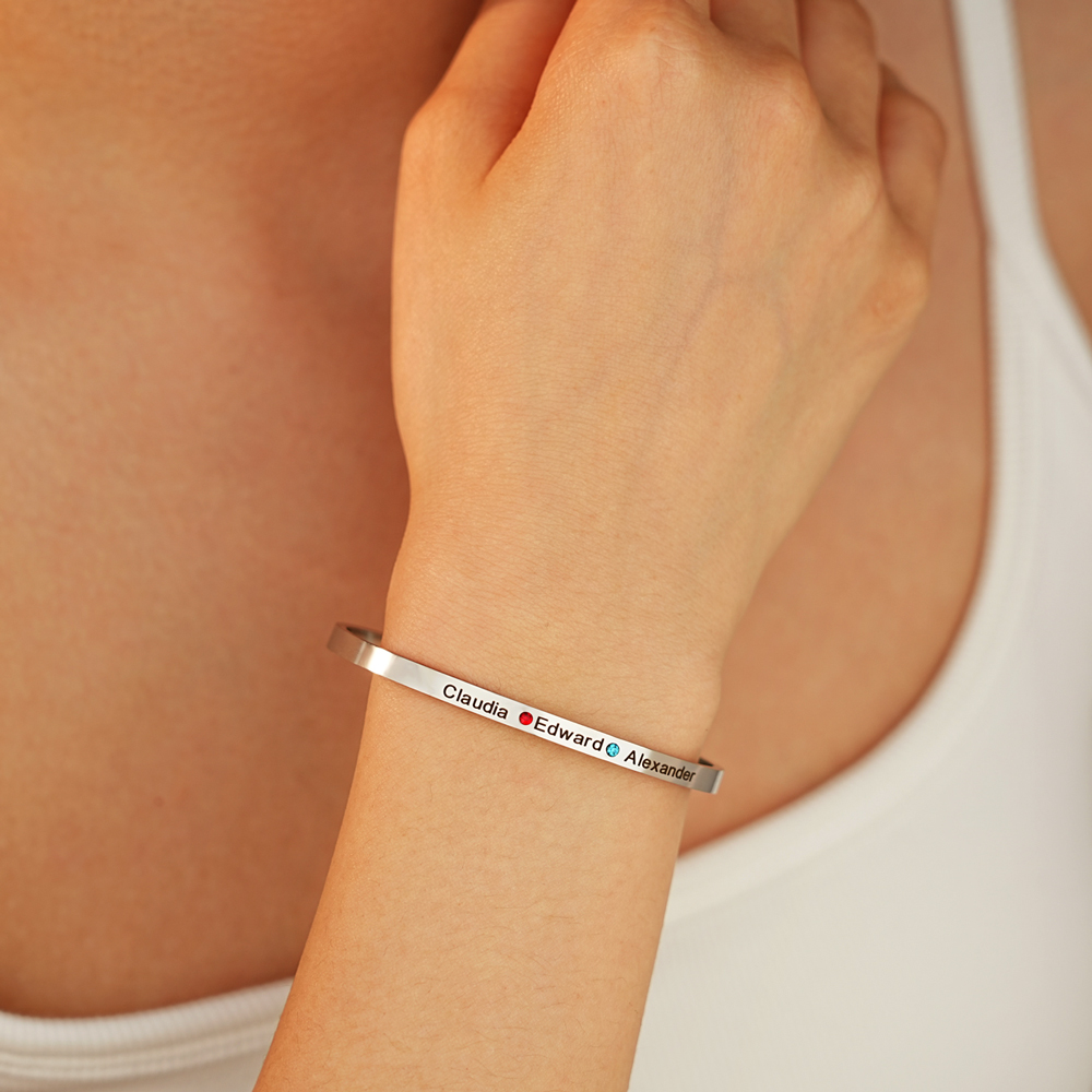 Birthstone Engraved Bracelet