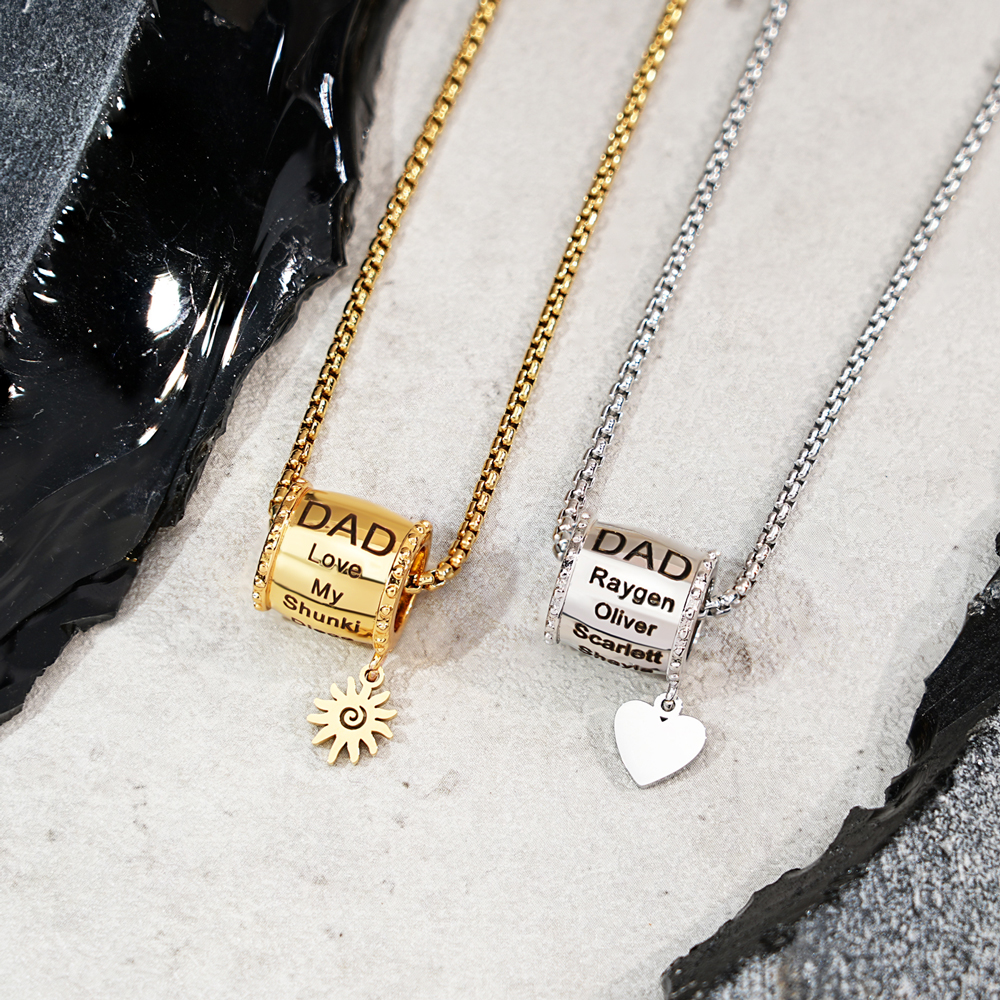 Personalized Family Name Cylinder Bead Necklace 