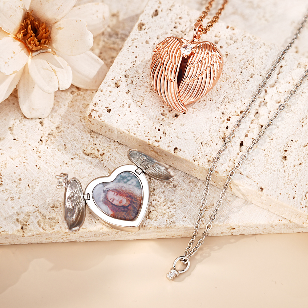 Winged Heart Photo Urn Necklace