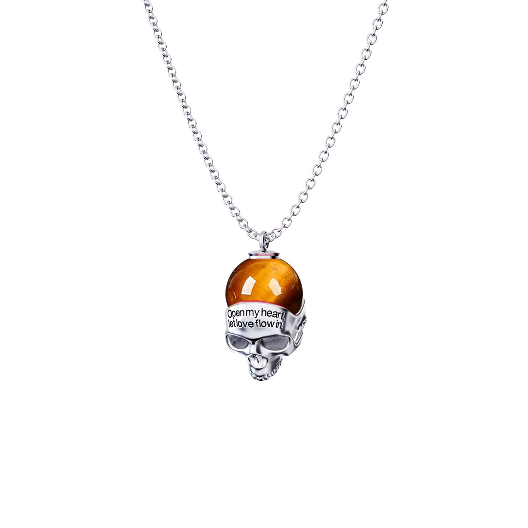 Witch Skull Necklace with Tiger’s Eye