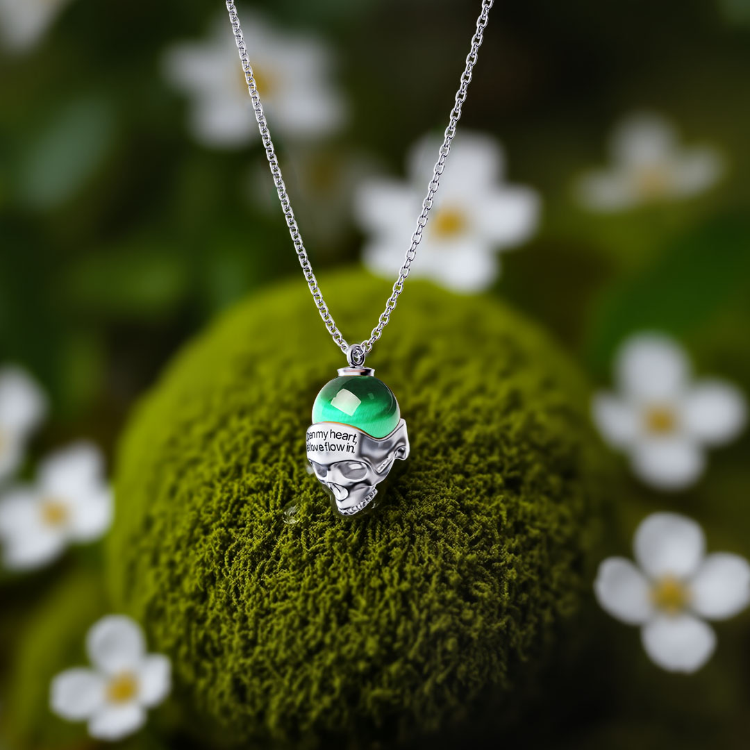 Witch Skull Necklace with Tiger’s Eye