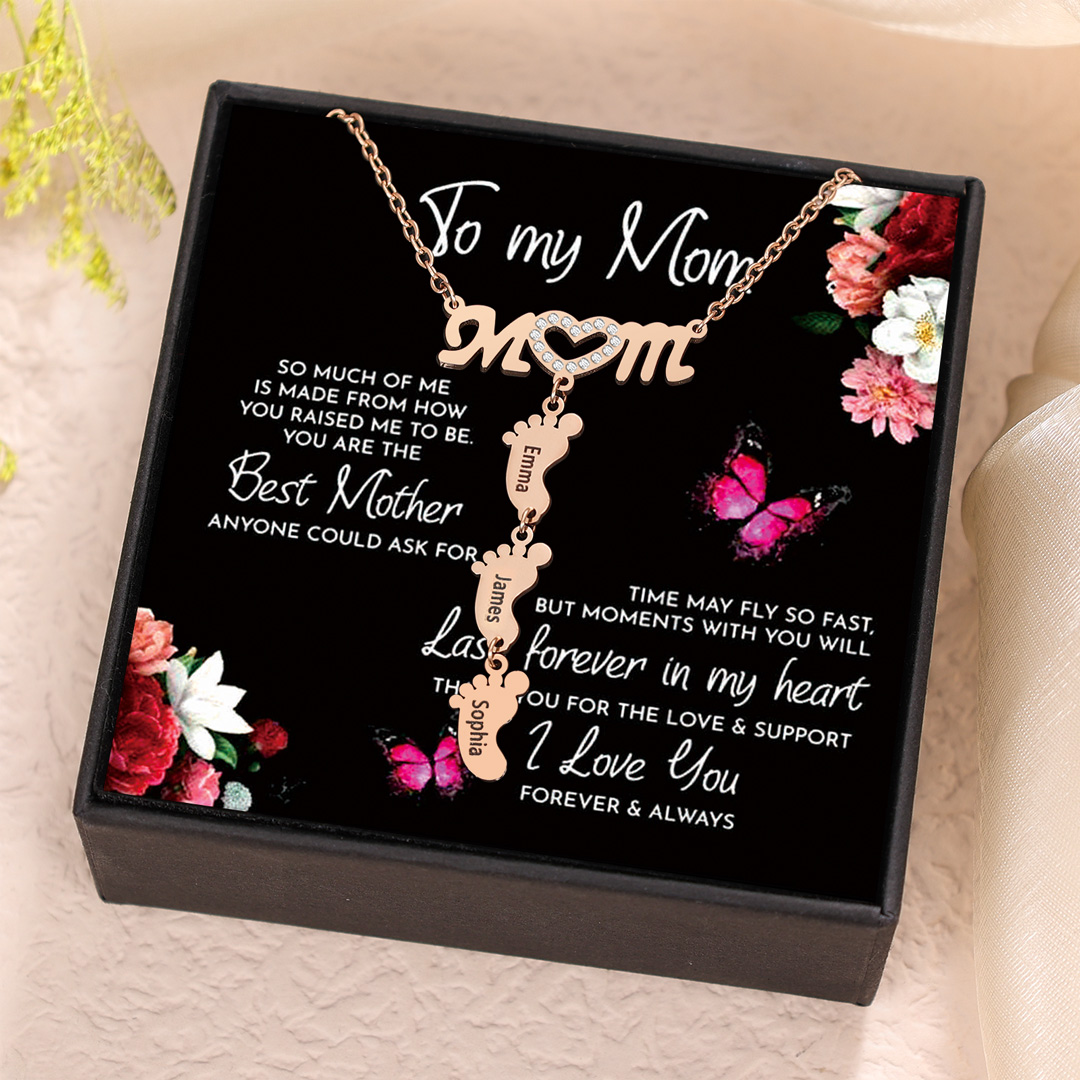 Mother's Day necklace with a baby footprint pendant, mom's necklace