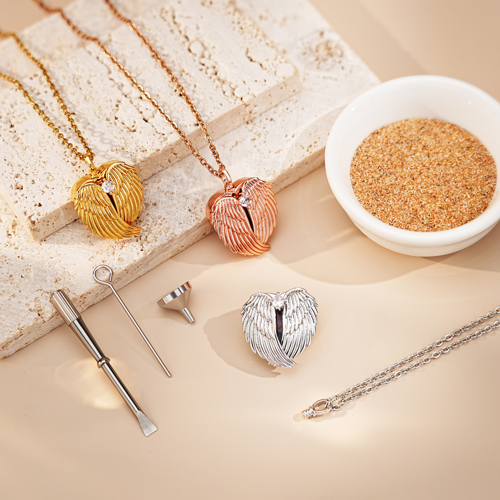 Winged Heart Photo Urn Necklace