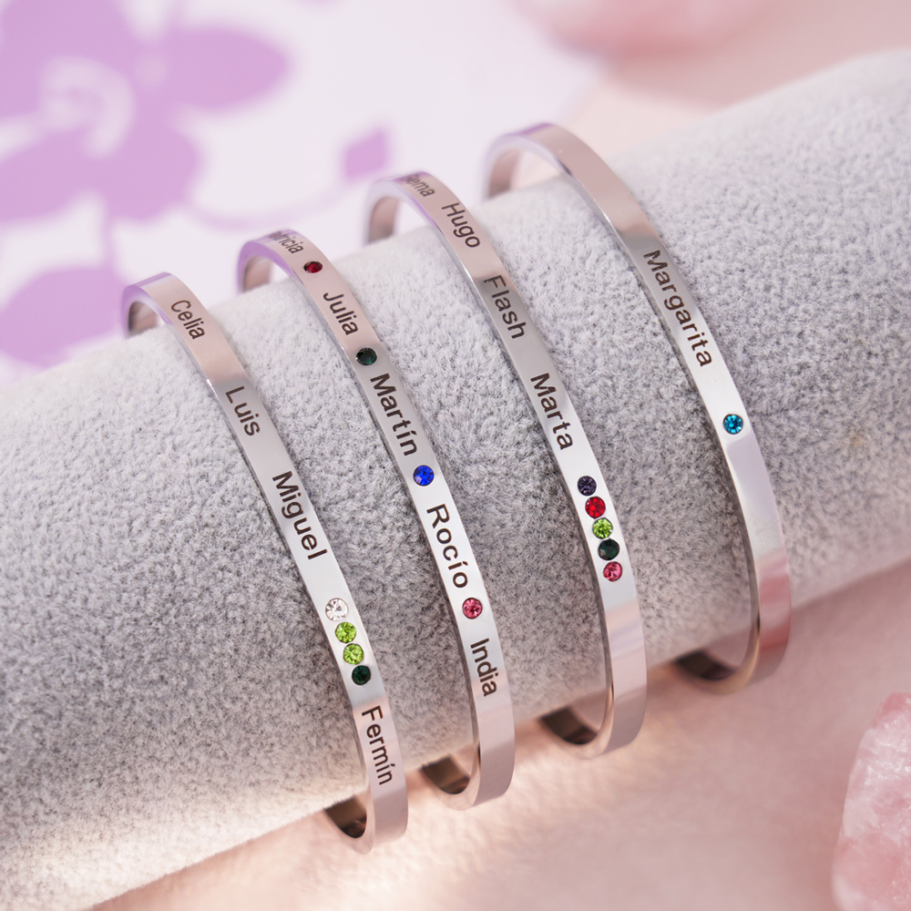 Birthstone Engraved Bracelet