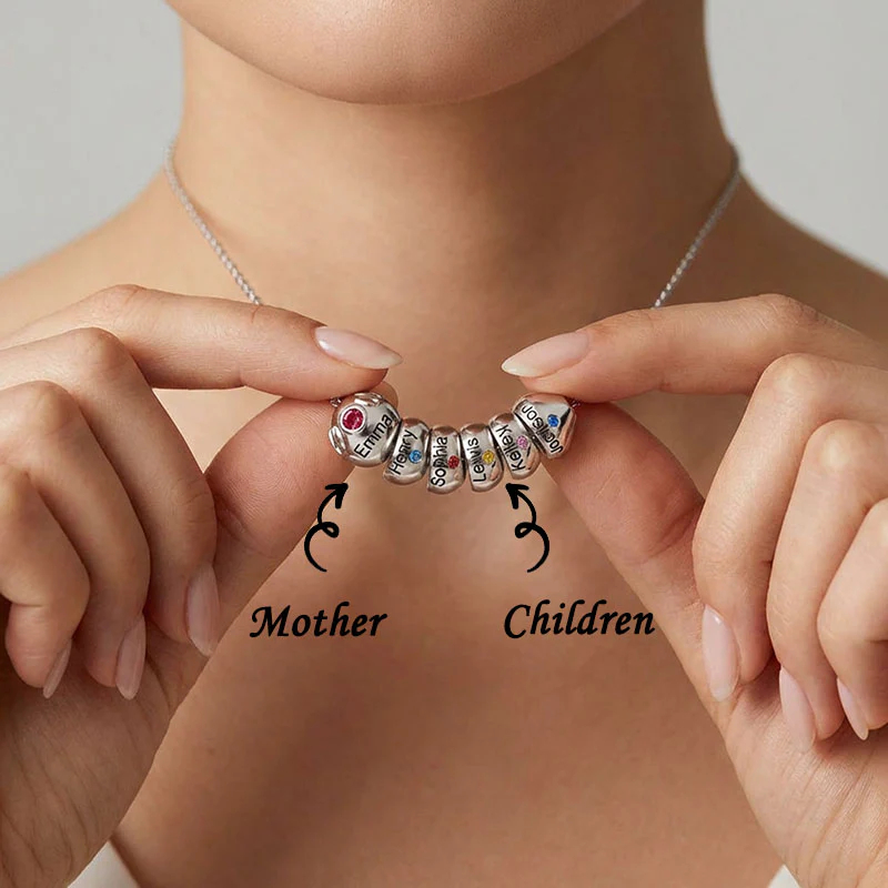 Mother's Day Gift, Birthstone Bead Pendant Necklace