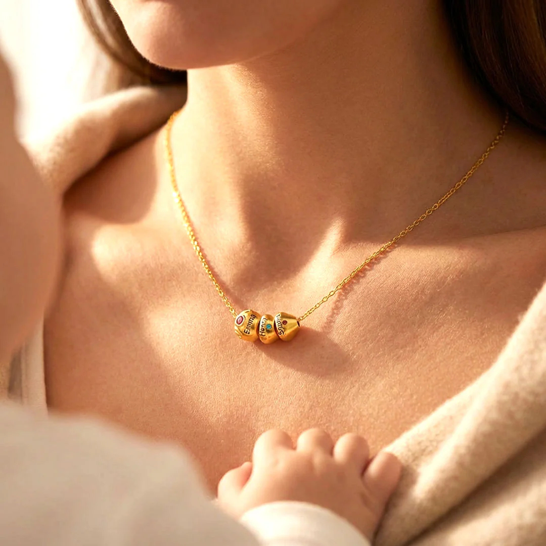 Mother's Day Gift, Birthstone Bead Pendant Necklace