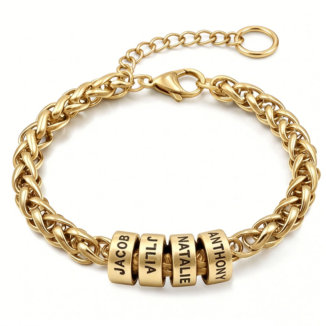 Personalized Dragon Bone Chain Beaded Bracelet – Custom Name Chain for Men