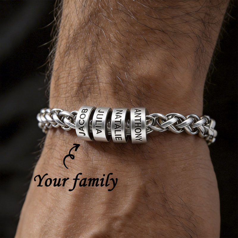 Personalized Dragon Bone Chain Beaded Bracelet – Custom Name Chain for Men
