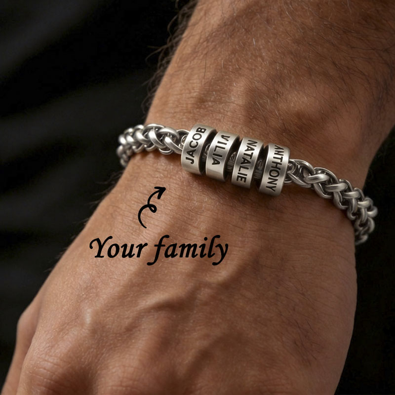 Personalized Dragon Bone Chain Beaded Bracelet – Custom Name Chain for Men