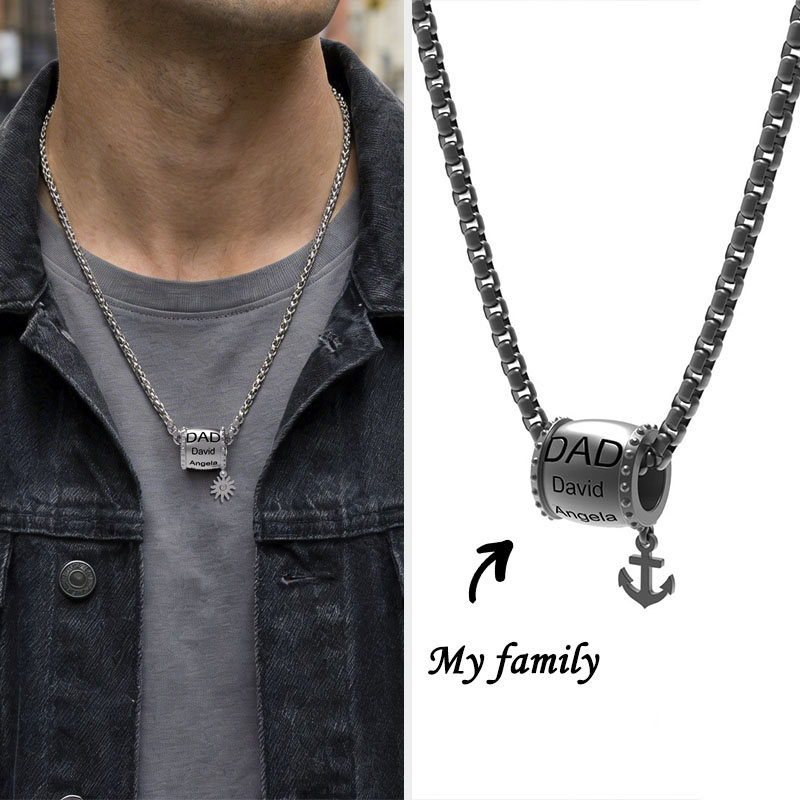 Personalized Family Name Cylinder Bead Necklace 
