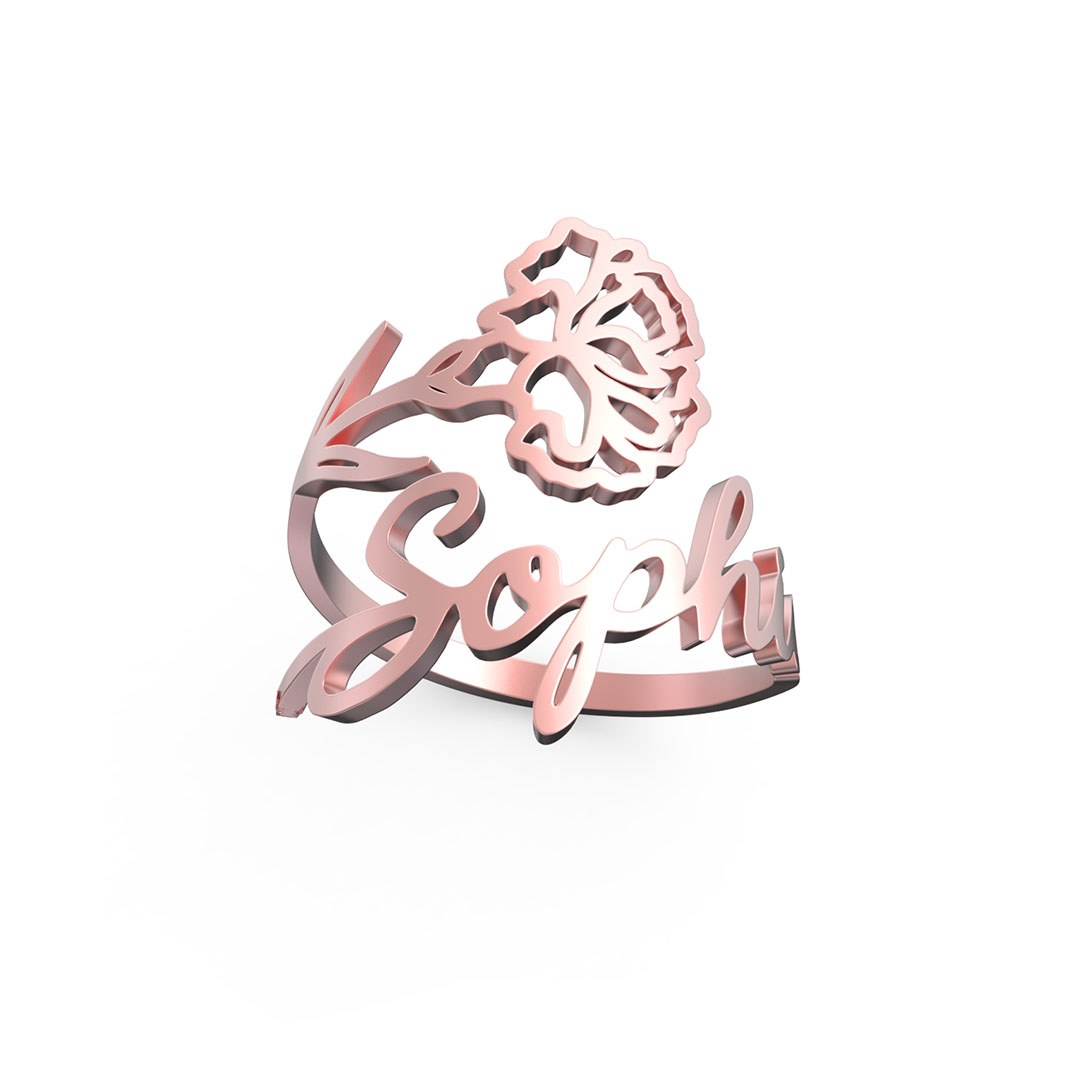 Birthday Flower Name Ring