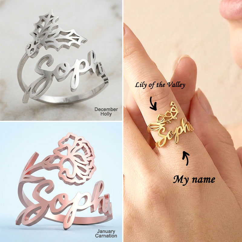 Birthday Flower Name Ring