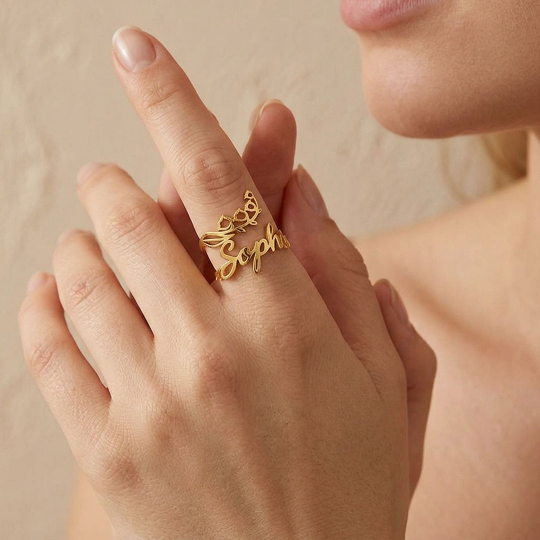 Birthday Flower Name Ring