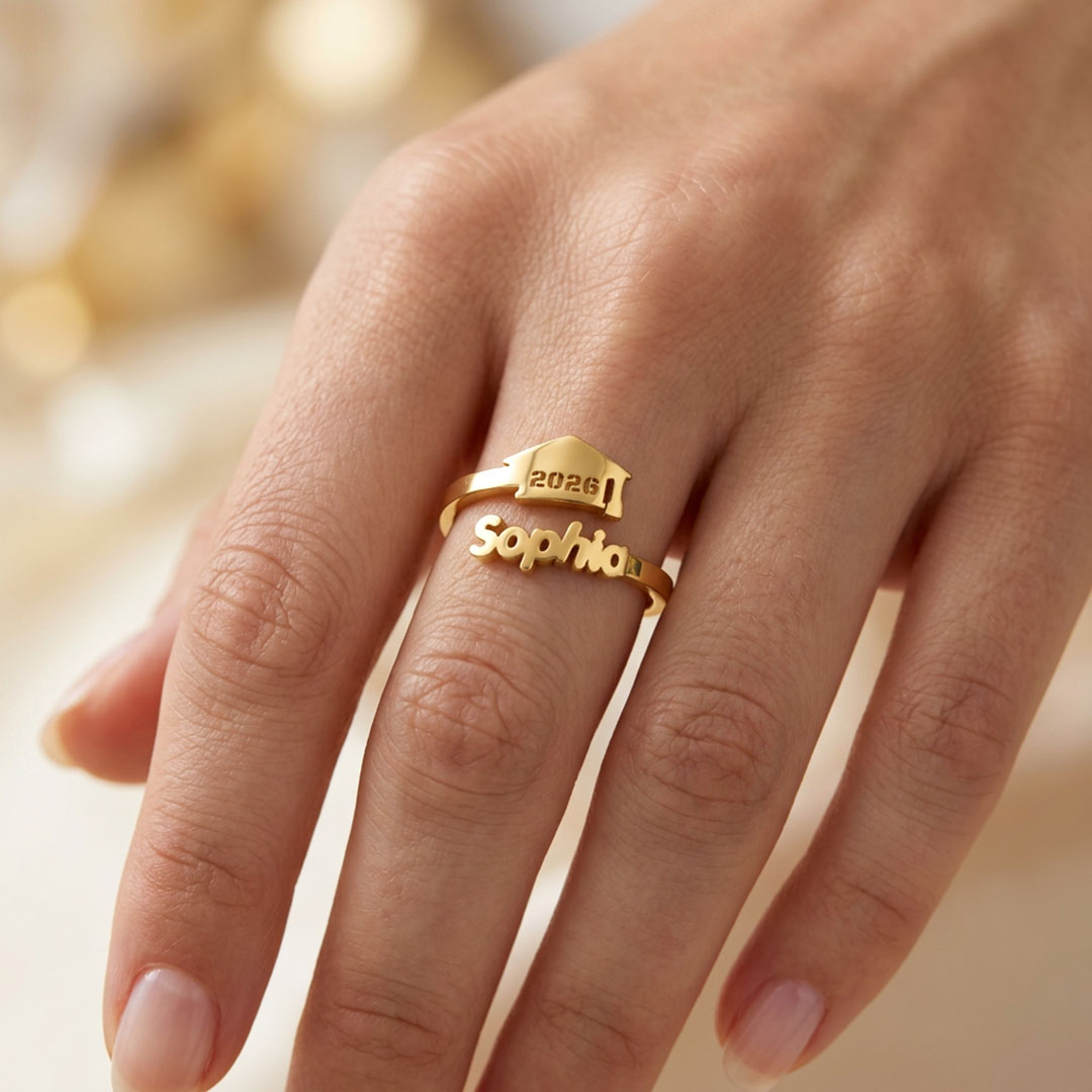 Graduation cap name ring