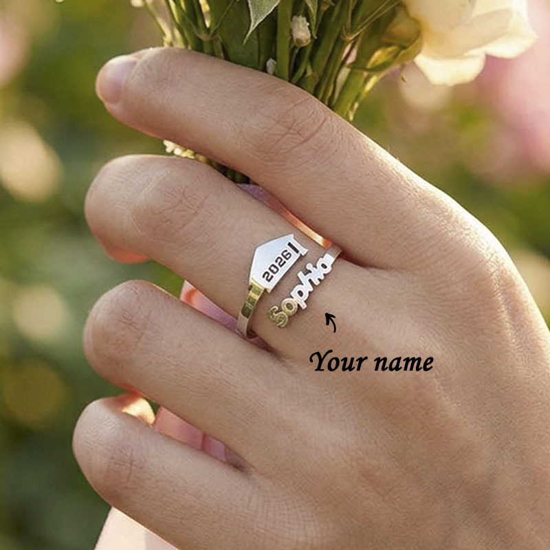 Graduation cap name ring