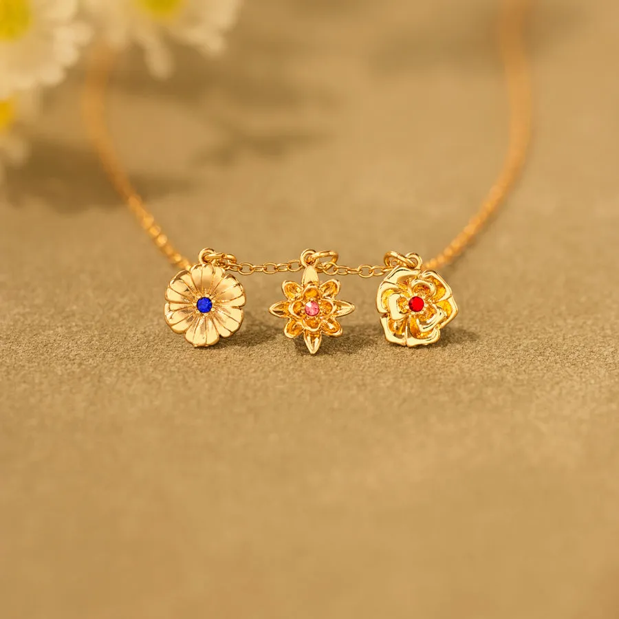 1-8 Three-Dimensional Birth Flowers Bracelet/Necklace Gift For Mom