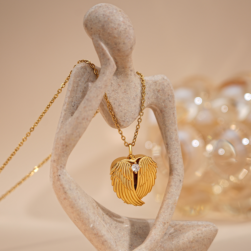 Winged Heart Photo Urn Necklace