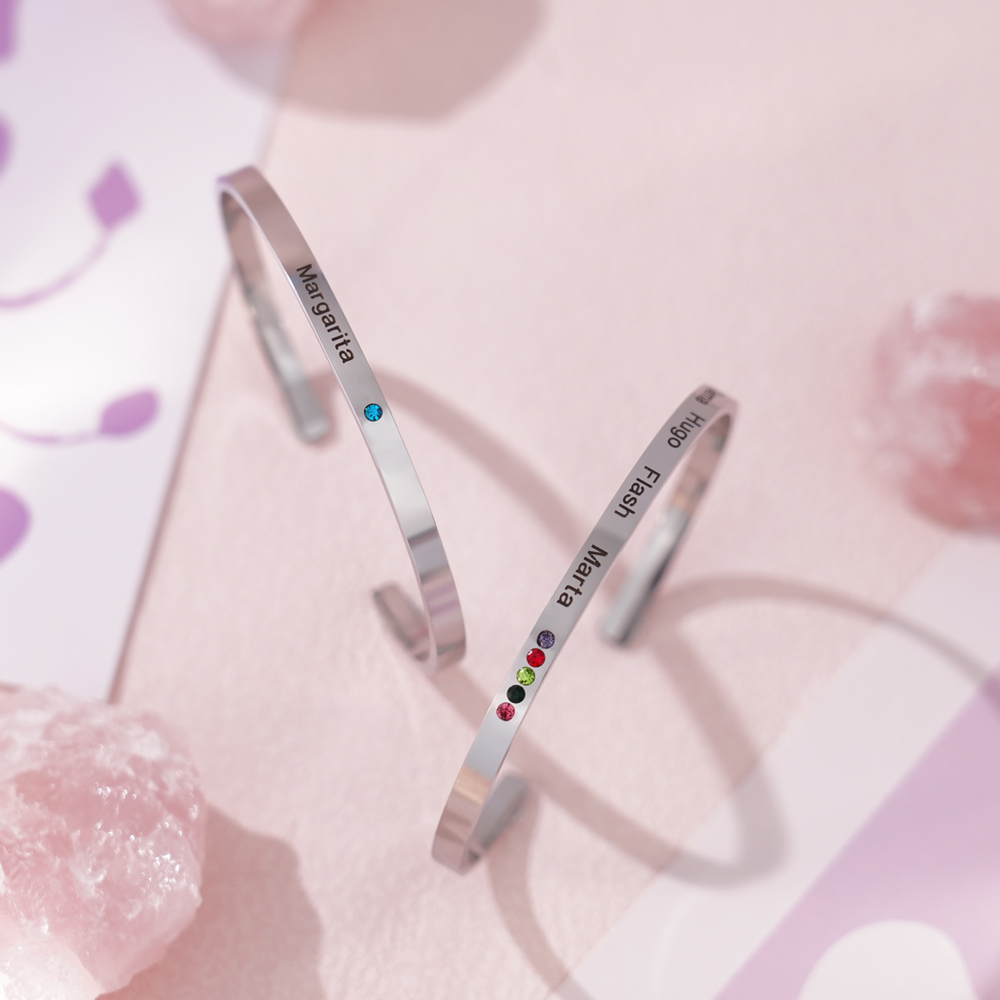Birthstone Engraved Bracelet