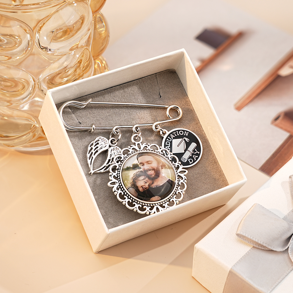Graduation season photo brooch