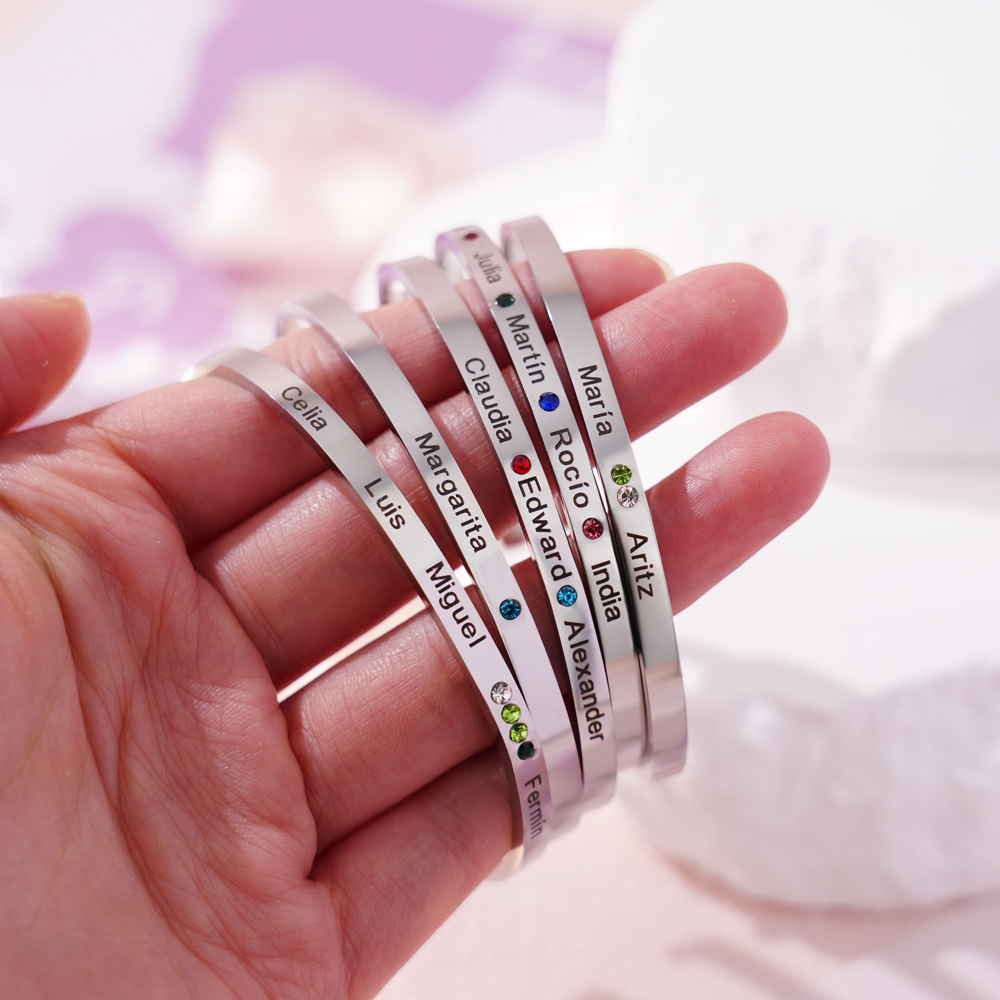 Birthstone Engraved Bracelet