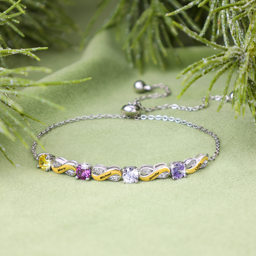 Custom Infinity Bracelet, Personalized Family Bracelet for Mom