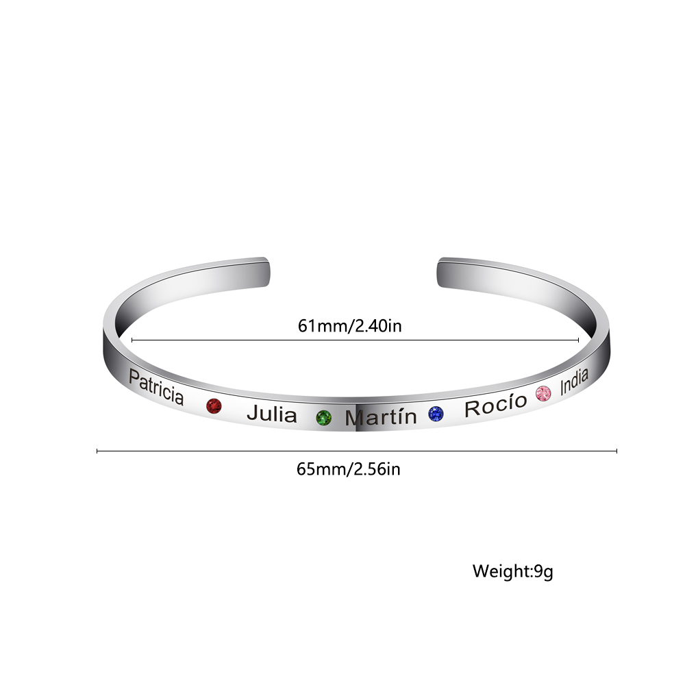 Birthstone Engraved Bracelet