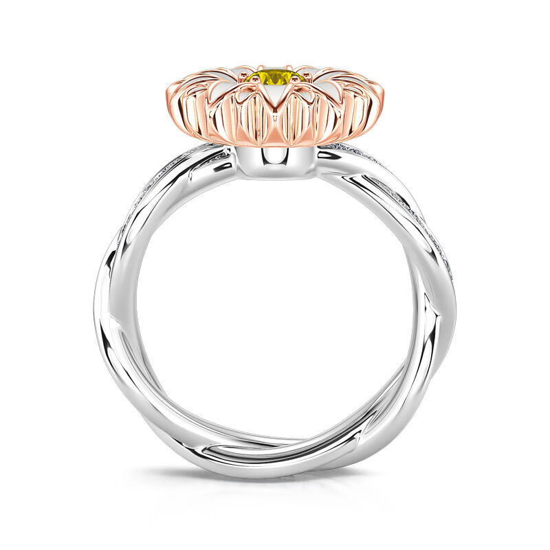 "Cheerfulness" Daisy Flower Sterling Silver Rotating Ring