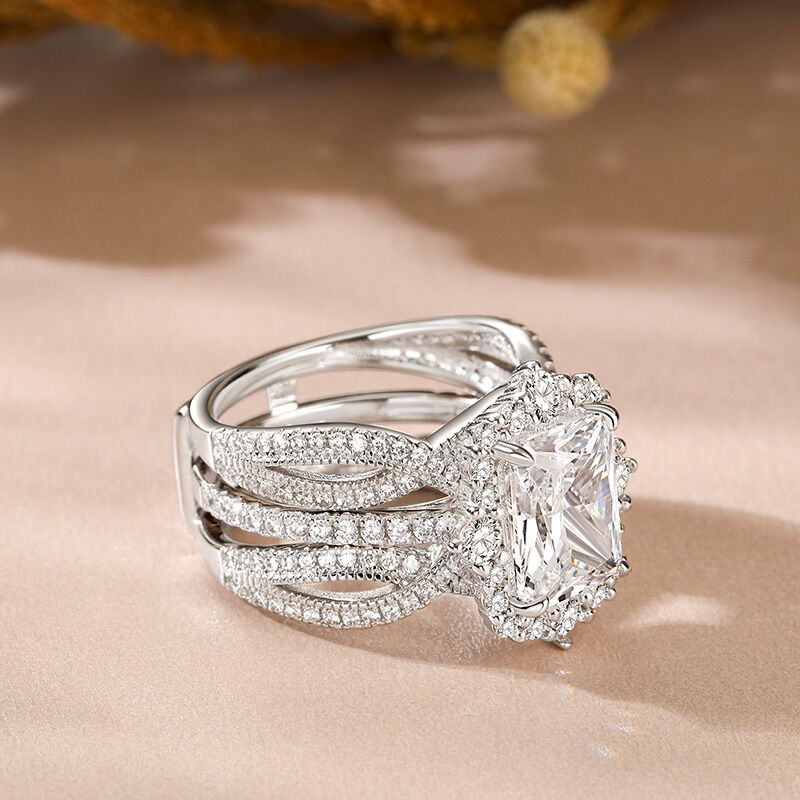 Interchangeable Halo Engagement Ring Set