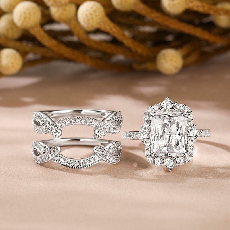 Interchangeable Halo Engagement Ring Set