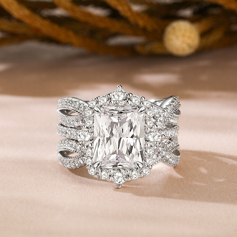 Interchangeable Halo Engagement Ring Set